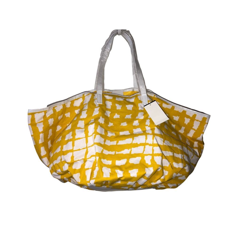 Saks Fifth Avenue Sunny Bucket Tote Bag Large Cotton Summer Beach Shopping Flaw